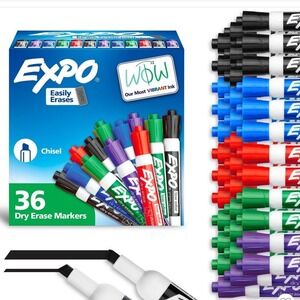 Expo Low Odor Dry Erase Markers Chisel Tip Assorted Colors 36 Count 1921062